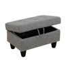 DOMETOUR Gray Linen Storage Ottoman - Fabric Upholstered Footrest with Hidden Storage, Modern Accent Bench for Living Room or Bedroom - 4 of 4