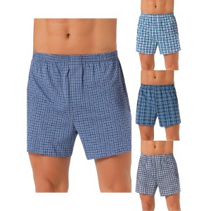 INSPIRE CHIC Men's 4 Pack Elastic Waistband Plaid Pattern Underwear Boxer Shorts - 1 of 4