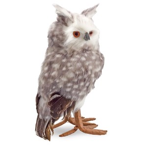 Decorae Fake Stuffed Owl Figure, 11in Tall Bird; Craft, Halloween Prop or Christmas Tree Topper Use - 1 of 4