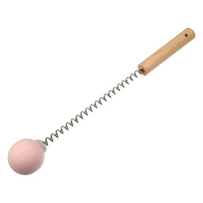 Unique Bargains Single Trigger Point Neck Shoulder Muscle Pain Ease Wood Spring TPR Handheld Neck Massager Pink 1 Pcs