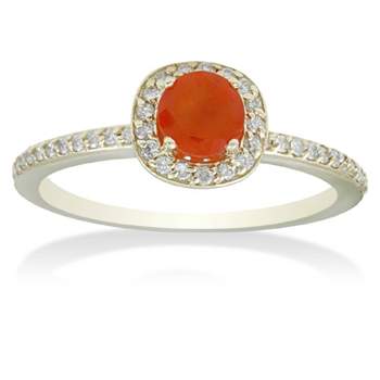 Pompeii3 7/8ct Orange Sapphire & Diamond Cushion Halo Ring 14K Yellow Gold