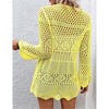 Womens Cardigan Spring Tops Sheer Lightweight Summer Cardigan Beach Cover Up Tops V Neck Lantern Sleeve Sweater Cardigan - 2 of 4