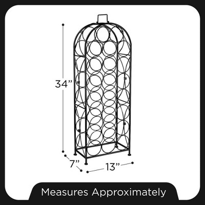 Sorbus Black Metal 23-Bottle Bordeaux Chateau Wine Rack