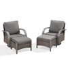 POCASSY 4 Piece Patio Furniture Set with Swivel Chairs and Ottomans, Metal Armrest Swivel Outdoor Chair Set Brown Wicker Swivel Patio Chairs for Porch - 2 of 4