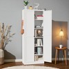 Mshliw 72" White Metal Kitchen Pantry Cabinet with Doors, Heavy-Duty Freestanding Storage Cabinet with 5 Adjustable Shelves for Kitchen & Home - 4 of 4