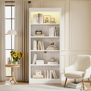 Polibi Tall LED Bookcase with Adjustable Shelves & USB Light Strip - 1 of 4