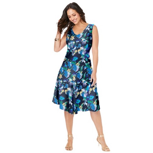 Sag system omfatte Jessica London Women's Plus Size Floral Print Dress, 32 W - Navy Watercolor  Floral : Target