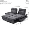 GDFStudio Eric 85" Fabric Pull-Out Sleeper Sofa with Adjustable Armrest and Backrest, Grey - 3 of 4