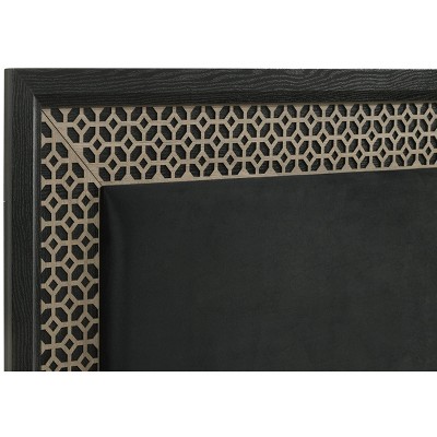 Modern White Queen Upholstered Bed with Gold Accents