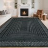 Washable Modern Geometric Bordered Living Room Rugs, Soft Thin Non Slip Large Throw Carpet for Dining Room Bedroom - 3 of 4
