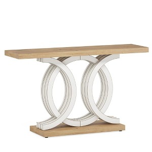 Resenkos Console Sofa Table, Display Shelf,Farmhouse Console Table, 55" Hallway Sofa Table With Geometric Base,White - 1 of 4