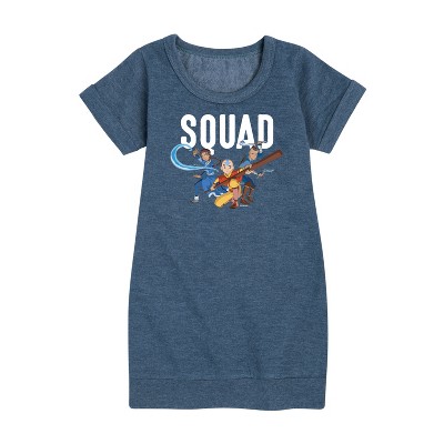 - Avatar: The Last Airbender - Trio Squad Graphic Short Sleeve Fleece Dress
