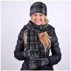 Women's Gray Plaid 3 Piece Fleece Hat, Scarf & Glove Winter Set - 2 of 4