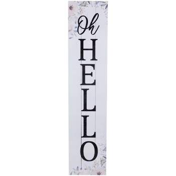 Northlight 36" Floral "Oh Hello" Wooden Porch Board Sign Decoration