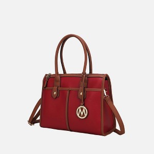 MKF Collection Livia Women's Satchel Bag Vegan Leather by Mia K - Red Brown - 1 of 4