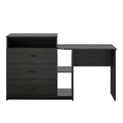 3 In 1 Devlin Media Dresser And Desk Combo Black Oak Room Joy Target