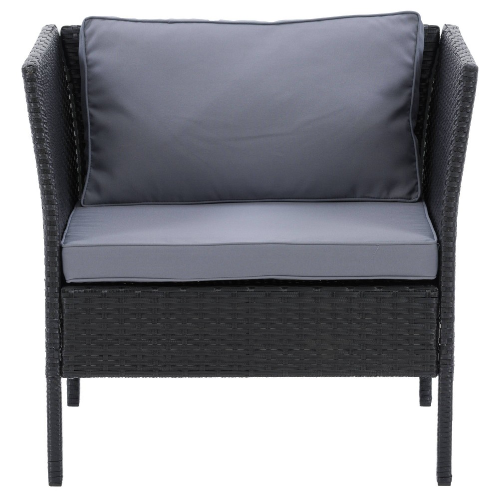 Photos - Garden Furniture CorLiving Patio Arm Chair with Cushions - Black/Gray  
