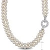 EVERLY JEWELRY | Sterling Silver 7-8mm Cultured Freshwater Pearl 2-Strand Necklace and Cubic Zirconia, 16 inc & 17 inc - 2 of 4