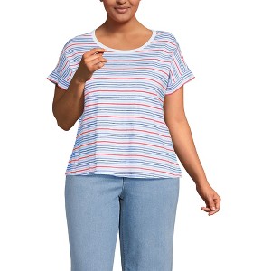 Lands' End Women's Short Sleeve Slub Boxy Crew T-Shirt - 1 of 3