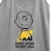 Women's - Peanuts - Smile More Worry Less Graphic Racerback Tank - 2 of 4