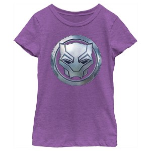 Girl's Black Panther: Wakanda Forever Metallic Panther Icon T-Shirt - 1 of 4