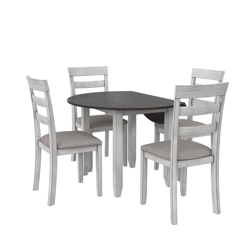 5pc Jersey Drop Leaf Wood Dining Set with Round Table and 2 Chairs Oyster - Dorel Home Products, 6 of 12