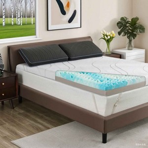 Vipbear Mattress Topper with Ice Silk Cover  4 Inch, Premium Cooling Gel+ Bamboo High-Density Memory Foam Mattress Topper - 1 of 4