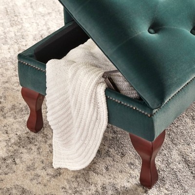 Emerald Green Microfiber Chaise Lounge with Wood Legs