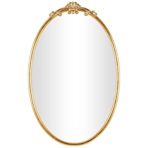 Olivia & May 38"x24" Metal Ornate Baroque Oval Wall Mirror Gold - 1 of 4