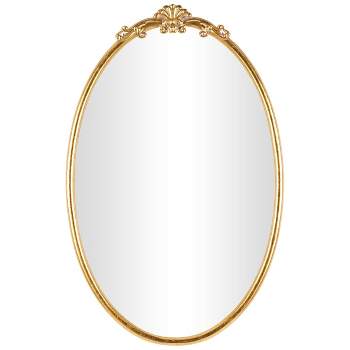 Olivia & May 38"x24" Metal Ornate Baroque Oval Wall Mirror Gold