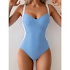 Eomenie Women's Tummy Control One Piece Swimsuit Slimming Lace Up Back Bathing Suit V Neck Swimwear - 2 of 3