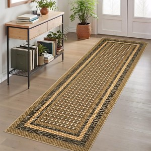 Coucheta Washable Geometric Area Rug, Modern Bordered Print Low Pile Carpet, Non-Slip, Soft Rugs for Living Room, Bedroom, Dining Room & Kitchen - 1 of 4