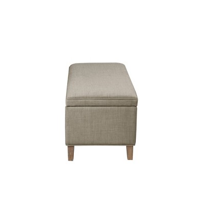 Caymus Light Grey Fabric Rectangular Storage Bench with Solid Wood Legs