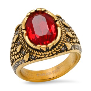 Steeltime Men's stainless steel and simulated diamond ring. Color Options: Silver, Gold. Size Option: 9-12 - 1 of 4