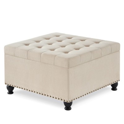 NicBex Modern 30" Storage Ottomans Linen Footstools with Button Tufted and Nailhead Trims for Bedroom and Living Room