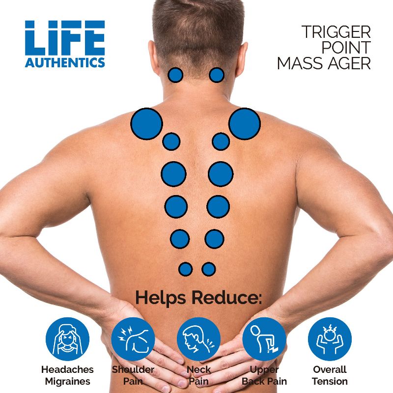 Life Authentics  Trigger Point Massager Helps With Headaches, Migrains, Overall Body Tension Neck Shoulder Pain Relief Sitting Or Laying Down, 5 of 7