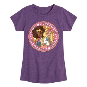 Girls' - Barbie - Living My Dream Life- Girls Fitted Short Sleeve Graphic T-Shirt Fitted Short Sleeve Graphic T-Shirt - 1 of 4
