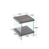 VYNXARIA 17.72inch Sleek and Sturdy Tempered Glass Leg Side Table with Dual MDF Shelves, Modern nightstand end table for living roon, bedroom,Gray - 4 of 4
