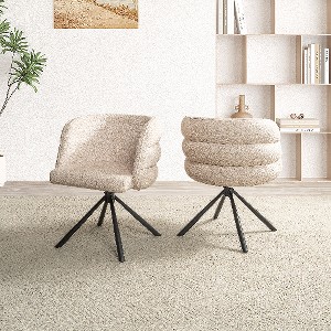 Lyngins 270° Swivel Ergonomic Office Chair Set of 2, Modern Upholstered Dining Chairs with Metal Base,Thickened Cushion, Home Office Desk Chair - 1 of 4