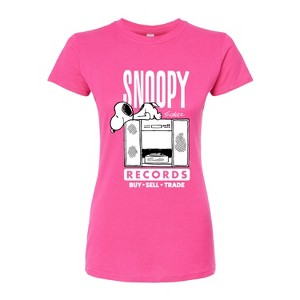 Women's - Peanuts - Snoopy Records Juniors Fitted Graphic T-Shirt - 1 of 4