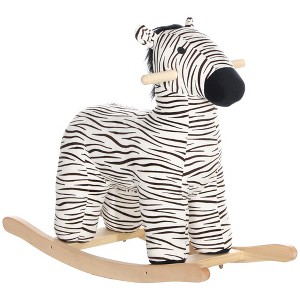 Qaba Rocking Horse, Kids Rocking Animal, Zebra Shaped Ride on Horse with Realistic Sound for Boys & Girls 2-4 Years, Black - 1 of 4