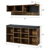 Hall Tree Shoe Bench Industrial 6 in 1 Coat/Shoe Rack with 5 Hooks - 2 of 4