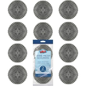 Steel Wool Wire Mesh Scouring Pad by LOLA, Galvanized Steel Knitted, Heavy Duty, Abrasive Scrubber, Powerful for Pots, Pans, Ovens, Grills, 12 Pack - 1 of 4