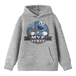 Bioworld Team Sesame Street 1969 Cookie Monster MVP Youth Heather Gray Hoodie - 1 of 3