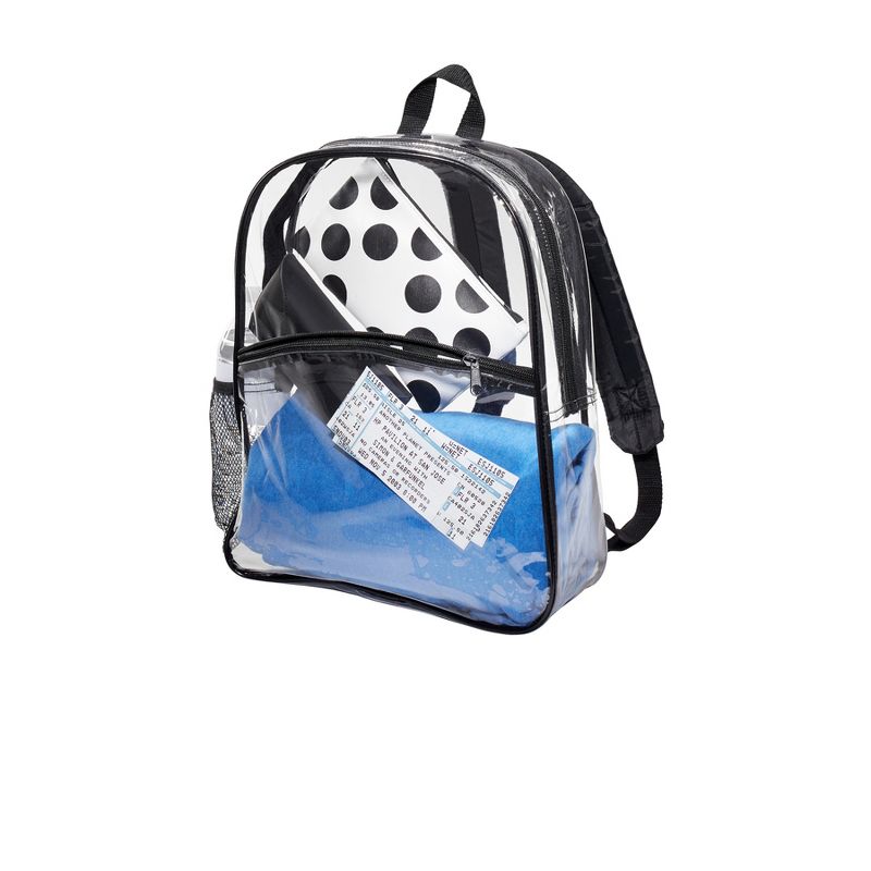 Port Authority Clear Transparent Backpack Great for Events, Travel easy visibility 15" - Clear/Black Event See-through for secuiry checks, 5 of 10