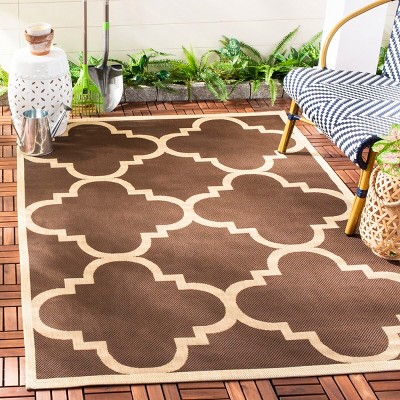 Trellis Dark Brown 31" Square Indoor/Outdoor Easy-Care Rug