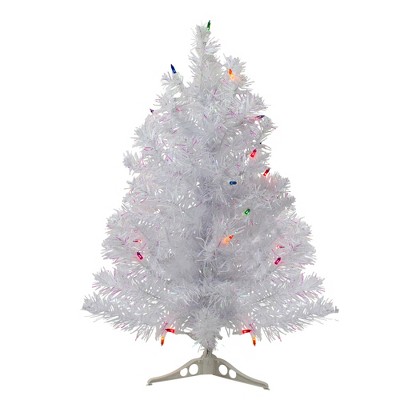 Northlight Pre-Lit Iridescent Pine Artificial Christmas Tree - 2' - White - Multicolor Lights