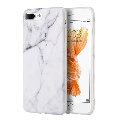Insten Marble TPU Rubber Case Cover For Apple iPhone 7 Plus/8 Plus - White