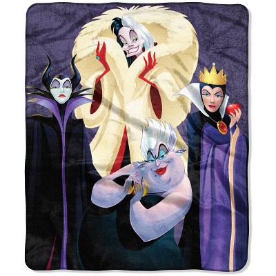 Disney Villains Am I Evil Maleficent Ursula Cruella Deville Evil Queen Silk Touch Throw Blanket 50" x60" (127cm x 152cm) Multicoloured