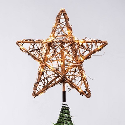 Ornativity Rattan Star Led Light Up Tree Topper : Target